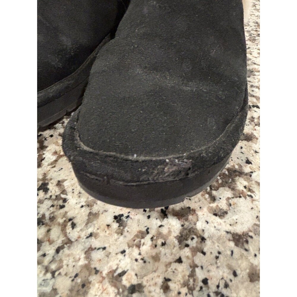 Michael Kors Winter Boots Suede Shearling Sz 8 Black With White Fur Trim - Flaw - Picture 11 of 11